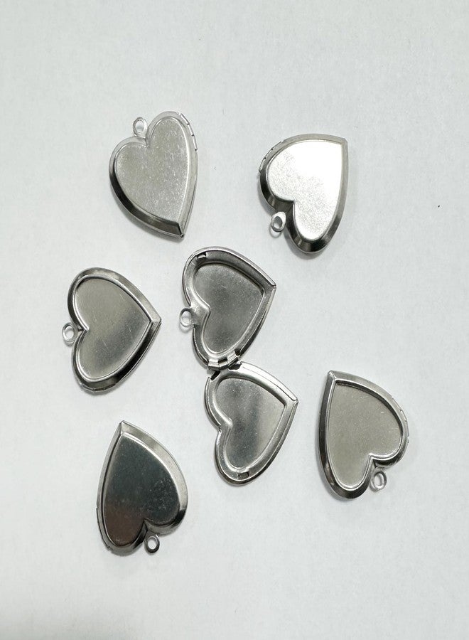 lasenersm 6 Pieces Mini Brass Heart-Shaped Photo Locket Pendants, Silver - Image 5
